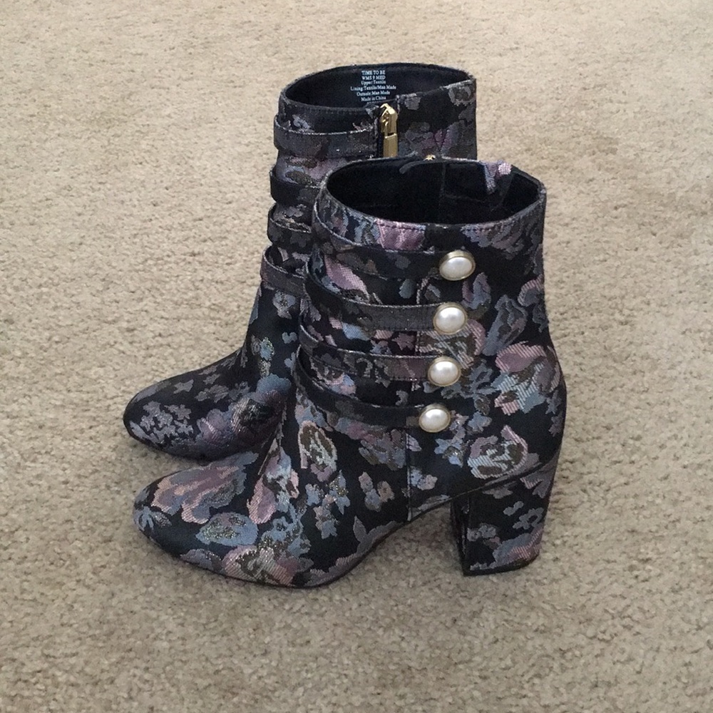 floral Brocade ankle booties